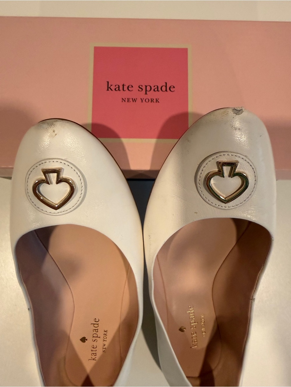 Kate Spade VGUC Pallenberg White Leather Ballet Flats Size 8 Box - Picture 3 of 6